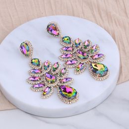 Dangle Chandelier Novelty Design Shiny Flowers Dangle Earrings For Women Fashion Jewlery Evening Dress Statement Earrings Accessory 230602