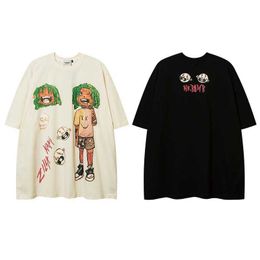 Novo personagem de desenho animado de verão estampado camiseta de manga curta masculina marcas da moda solta camiseta casual roupas masculinas SQD