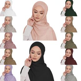 Ethnic Clothing Hijab For Abaya Fashion Khimar Islam Hijabs Woman Solid Colour Muslim Women Chiffon Headscarf Bandana White Turban Eids