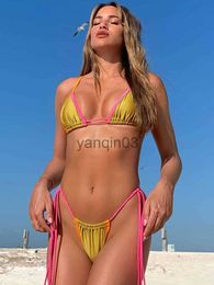 Women's Swimwear Zrtak Tie Bikinis Sexy Swimsuit Women 2023 Bikini Set Triangle Swimwear String Beachwear Thong Two Piece Suits Brazilian Biquini J230603