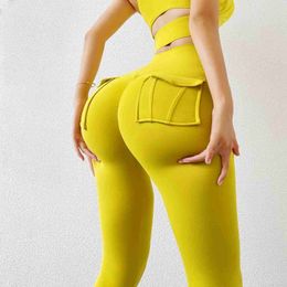 Women's Leggings Cloud Hide SEXY Butt Yoga Pants High Waist Pocket Tights Women Sports Leggings Gym Fitness Trainer Girl Workout Running Trousers