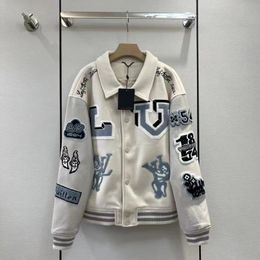 Men's Jackets Male Nylon Material Cartoon Letter Towel Embroidered Lapel Baseball Jacket Coat Casual Loose Y2K Men 230602