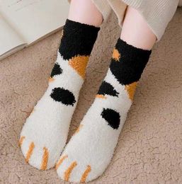 fashion Cute Cats Paw socks animal Claws Ankle Short Socks New Lady Girls Winter keep warm Cartoon fleece Sox Alkingline