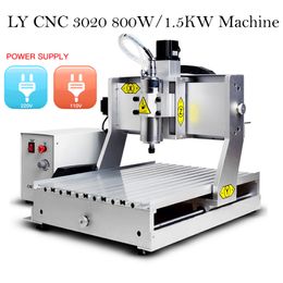 LY CNC 3020Z 1.5KW 800W 4 Axis Engraving Machine Water Cooling Spindle Wood Router for Metal Aluminum Carving Ball Screw ER11