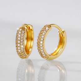 Hoop Earrings Exquisite Stainless Steel Gold Colour Circle Stud For Women Shiny Rhinestone Earring Wedding Birthday Jewellery