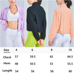 LL LEMONS Yoga Outfit Womens -WT1326 Outer Jackets Outdoor Exercise Fiess Running Wear Casual Adult Sportswear Long Sleeve Loose Sun-protective Clothi