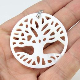 Charms 100-Uniqe Style Natural Abalone Shell Wardmaster White Round Engrave Tree Of Life Pendant Jewellery Fashion Gift