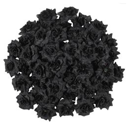 Decorative Flowers Artificial Rose Wedding Decoration Silk Flower Black Trim The