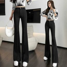 Capris Lucifer Spring Summer Tight Flash Pants Korean Fashion Office Set Women's Black High Waist Wide Leg Trousers 2022 P230602