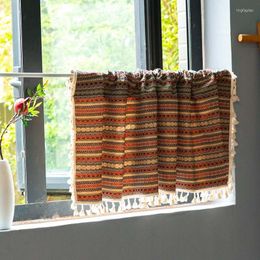 Curtain Boho Style Embroidery Roman Shade Window Kitchen Voile Sheer Tab Top Brand Curtains