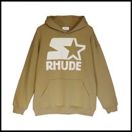 Tasarımcı Giyim Erkek Sweatshirts Hoodies American Rhude 22SS Hip Hop Gündelik Kişilik High Street Koleji Tarzı Çok Sweater Modaya Modeli Günü