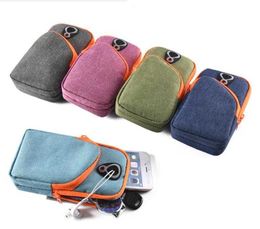 Double Pockets Sports Running Arm Band Bag Case Phone Wallet Holder Outdoor running Cycling Pouch On Hand Gym Belt Cover packs For Universal smart phones