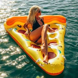 Inflatable Pizza Mattress Pool Float Lie-on Fruit Swimming Ring For Adult Children Water Toy Beach floating Air Mattresses Lounge For Beach Party