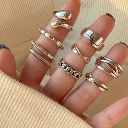 Oorbellen eenvoudige combinatie 925 sterling zilveren ring dames wijsvinger lichte luxe niche koude mode persoonlijkheid bungee ring