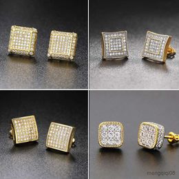 Charm Squares Hip-Hop Studded Earring for Men Male Gold Color Trend Hiphop Personality Jewelry Women R230603