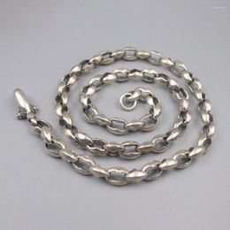 Chains Pure 925 Sterling Silver Necklace Width 8mm Irregular Circle Link Chain 55cm / 84-85g For Man Gift