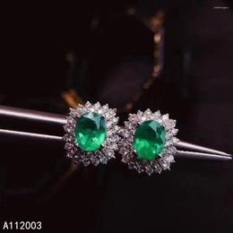 Stud Earrings KJJEAXCMY Fine Jewellery 925 Sterling Silver Inlaid Natural Gemstone Emerald Female Ear Studs Trendy Support Detection