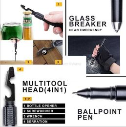 Multifunction Tactical defensive pen School student office writing Ballpoint pens Outdoor hiking camping Emergency Edc Survival Tool 11 in 1 Self Defense Gear