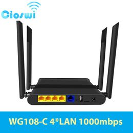 Routers Cioswi Wifi Router 1200Mbps Dual Band Openwrt Firewall 5.8Ghz Gigabit 4LAN High Gain 4*5dbi Antennas for Home Office Hotspot