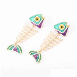 Dangle Chandelier Fashion Trendy Crystal Animal Colorf Pendant Earrings Fish Earring For Women Vintage Rhinestone Bridal Wedding J Dhvy4