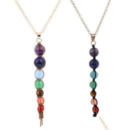 Pendant Necklaces 2 Style Yoga Reiki 7 Chakra Gem Stone Beads Fashion Jewelry Woven Necklace Accessory Drop Delivery Pendants Dh4Rl