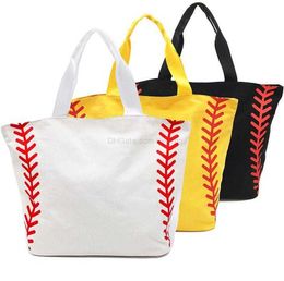 Canvas Bag Baseball Tote Sports Bags Casual Softball Bag Football Soccer Basketball Cotton Canvas Tote Bag 18 styles Home Storage Bags