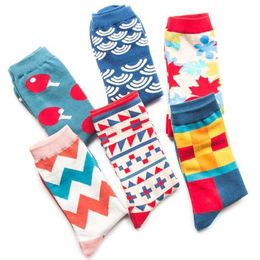 New cartoon design colorful British style happy socks sox summer sports fitness gym sock cotton geometric pattern stocking