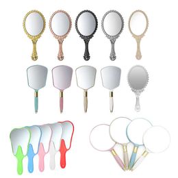 Makeup Tools Vanity Mirrors Plastic Wood Round/Teeth/Rectangle?Shaped Makeup Mirrors Hand Mirrors Cosmetics Held For Ladies Beauty Dresser J230601