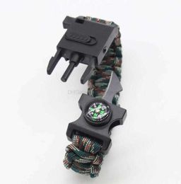 new Paracord parachute cord survival bracelet outdoor camping sos Rescue tool bike cycling wristband with led lamp lights compass euipment