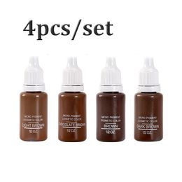 Inks 4pcs/set 15ml Pigment Ink Micropigment Semi Permanent Makeup Tattoo Inks Pigment for Tattoo Eyebrow Eyeliner Make Up Mixed Colour