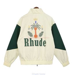 Designer Clothing Fashion Brand Coats American High Street Fashion Brand Rhude Coconut Tree Peace Pigeon Splice Contrast Mens Jacket sports windbreaker Outerwear