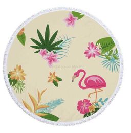 Flamingo print beach mat yoga pilates exercise blanket bath wrap towel cartoon outdoor camping picnic mat 150cm cool round pad