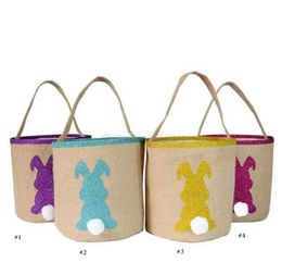 hot Easter Rabbit Basket Easter Bunny Bags Rabbit ears Canvas Tote Bag Egg children Candies gift Baskets 4 Colours