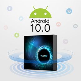 T95 Smart TV Box Android 10 4K 6K 2G +16GB 4G 32GB 64GB 2,4G 5G WiFi Bluetooth 5.0 czterordzeniowy odtwarzacz multimedialny