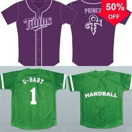 Xflsp GlaC202 G-Baby #1 Hardball Prince Night Jersey Movie Baseball Jersey NEW Sewn Any NAME S to 3XL Green