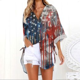 Women's Blouses Womens European And American Tie Up V Neck Loose Slit Hem Printed Fashion Button Down Blouse For Women Tennis Clothes