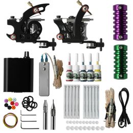 Kits Beginner Tattoo Kit Liner Shader Machines Power Supply Tattoo Grips Ink Needles Tools Set Permanent Makeup Practice Tattoo Set