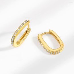 Hoop Earrings Trendy Gold / Silver Colour CZ Crystal Simple INS Geometric For Women Gift Drop Wedding Jewellery Wholesale