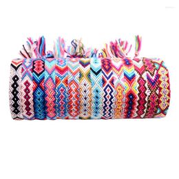 Charm Bracelets Colourful Handmade Weave Friendship Bohemia Adjustable Cotton Rope Wrap Bracelet For Women Pulseras Femme