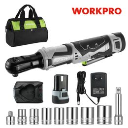 Sleutels Workpro 55nm Cordless Electric Ratchet Wrench Set 12v 3/8" Ratchet Tool Kit with 1/2 Packs 2000mah Lithiumion Battery