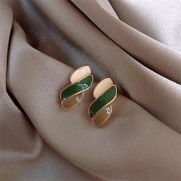 Stud Earrings Cute Korean Oil Painting Style Personality Contrast Colour Geometric Earring For Women Fashion Jewellery 2023 Gif