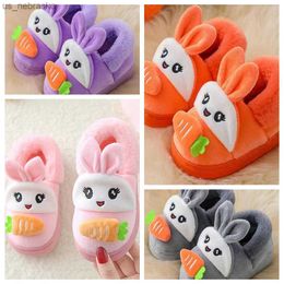 Cartoon Rabbit Baby Slippers - Warm Cotton Flip Flops for Boys and Girls, Indoor Bedroom baby shoes for Kids, Toddler House baby shoes (L230518)