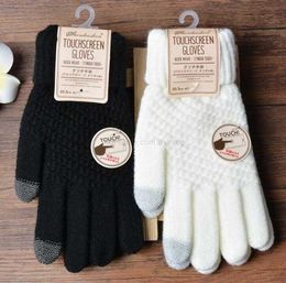 high quality Women warm Touch Screen Gloves full finger stripe sport gloves lady winter fitness mittens fashion stripe wool glove