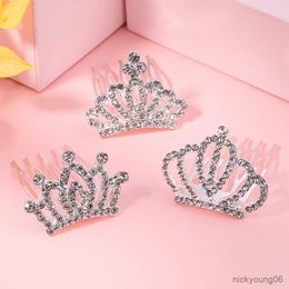 Hair Accessories 1Pcs Crystal Princess Crown Comb Girls Kids Rhinestone Tiara Clips Costume Birthday Party Headwear Gifts