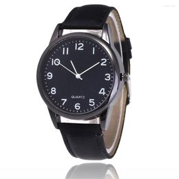 Wristwatches Couple Minimalist Fashion Ultra Thin Large Dial Leather Band Analogue Quartz Round Business Men's Casual Wrist Watch