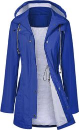 Lomon Raincoat Women's Waterproof Long Hooded Windbreaker Lining Travel Jacket S-xxl