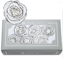 Decorative Flowers 6/8/10PCS/Box High Quality Luxury Preserved Roses Heads Real Dry Mothers DIY Eternal Life Flower Wedding Gift Box Home