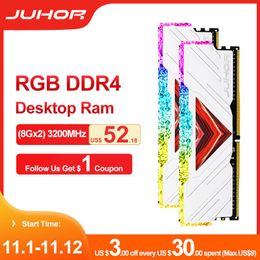 Pads Juhor Memory Ram Rgb Ddr4 16gb (2x8gb) 3200mhz 32gb 3200mhz Kit Led Lighting Pc4 Udimm Desktop Memory Module Ram