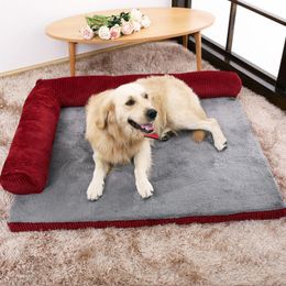 Mats Pet Dog Bed Soft Pillow Cushion Antiskid Detachable Mat L Shaped Square Sofa Sleeping Pad Cat House for Puppy Medium Large Dog