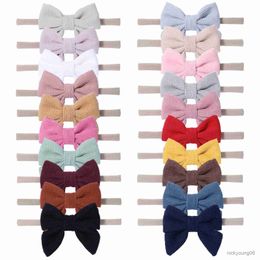 Hair Accessories Pure Colour Bowknot Headband for Baby Girl Cute Soft Bow Hairband Kids Children Turban Handmade